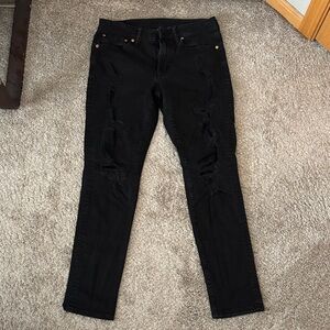 american eagle black distressed skinny jeans